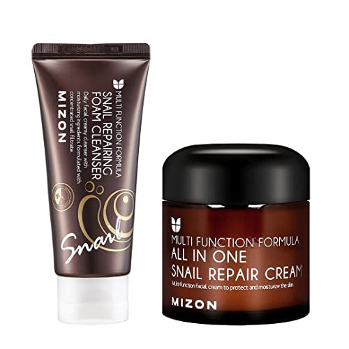 Mizon Bundle All In One Snail Repair Cream 75Ml + Snail Repairing Foam Cleanser Korean Skincare Wrinkle Care Face Cleanser