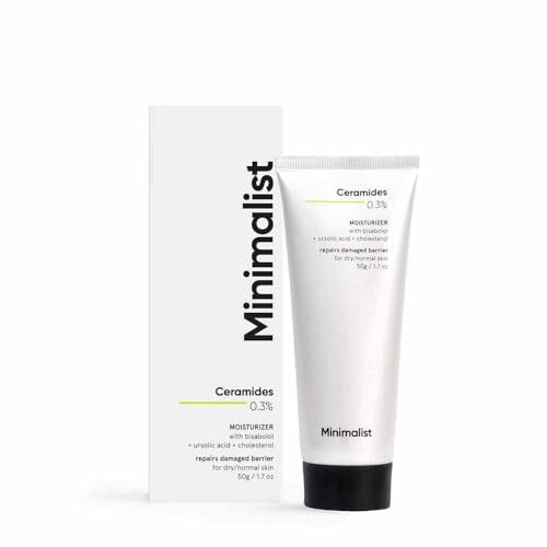 Minimalist 0.3% Ceramide Bisabolol Face Moisturizing Cream For Barrier Repair & Deep Moisturization | For Dry To Normal Skin Type | For Women & Men | 1.7 Oz / 50 Gm