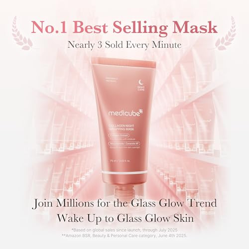Medicube Pink Glow Wrapping Mask Duo: Collagen Overnight Wrapping Peel Off Facial Mask Pack And Pdrn Caffeine Overnight Wrapping Peel Off Facial Mask And Brush