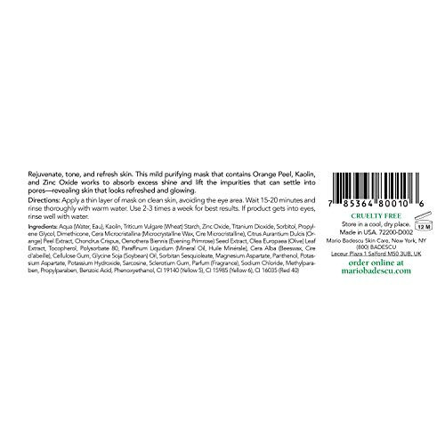 Mario Badescu Orange Tonic Mask For Combination Oily Sensitive Skin Face Mask With Kaolin Clay & Ahas That Deeply Cleanses Pores Reduces Excess Shine 2 Fl Oz