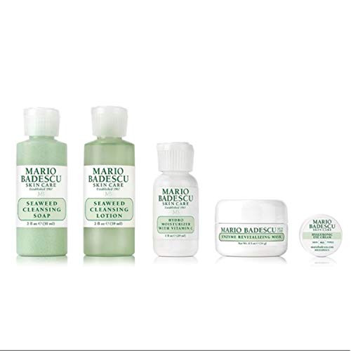Mario Badescu Combo/Dry Regimen 5 Piece Kit Skincare Set Includes Seaweed Cleansing Soap Seaweed Cleansing Lotion Hydro Moisturizer Enzyme Revitalizing Mask And Hyaluronic Eye Cream