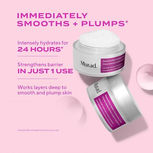 Murad Restorative Hydro-Hyaluronic Face Cream Moisture-Boosting Formula With Hyaluronic Acid Coconut Extract Botanical Oils & Shea Butter For Lasting Hydration Plump & Smooth Skin - 1.7 Fl Oz