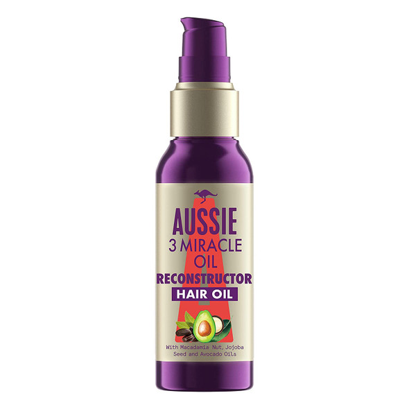 Aussie Reconstructor Hair Oil With Avocado Oil, Leave-In Conditioner Hair Treatment With Jojoba Oil and Macadamia Nut Oil, 3 Miracle Hair Serum For Dry Damaged Hair, 100 ml