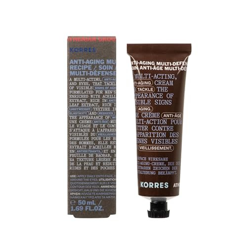 Korres Athenian Grooming Anti-Ageing Face & Eye Cream With Achillea Millefolium & Baobab Leaf Extracts Reduces Fine Lines Smooths Wrinkles & Puffiness Vegan For Men 1.69 Fl Oz