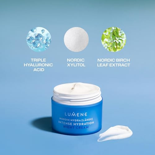 Lumene Nordic Hydra L Hde Intense Hydration Night Cream Instant Hydration For Night Time Renewal Plumps & Smooths Dehydrated Skin With Organic Nordic Birch Sap Vegan 50Ml