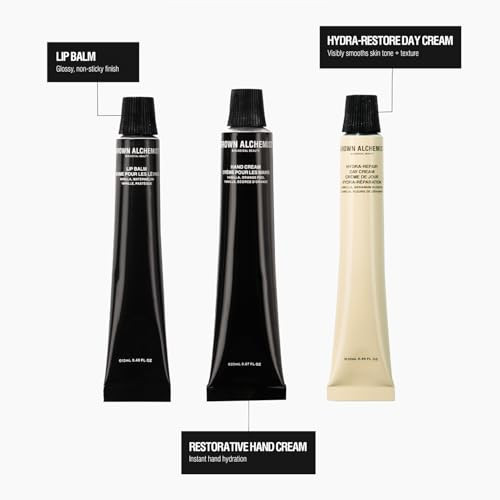 Grown Alchemist On-The-Go Essentials Kit. Restorative Hand Cream (20Ml) Hydra Restore Day Cream (12Ml) Hydra Retore Lip Balm (12Ml)