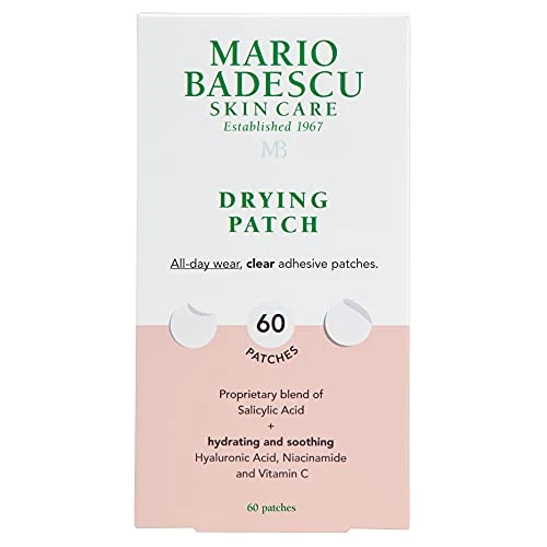 Mario Badescu Drying Patch Blemish Covering Invisible Spot Treat Absorbing All Day Polymer Adhesion With Vitamin C Vegan & Cruelty Free Strong Hold (60 Patches 12Mm) Clear