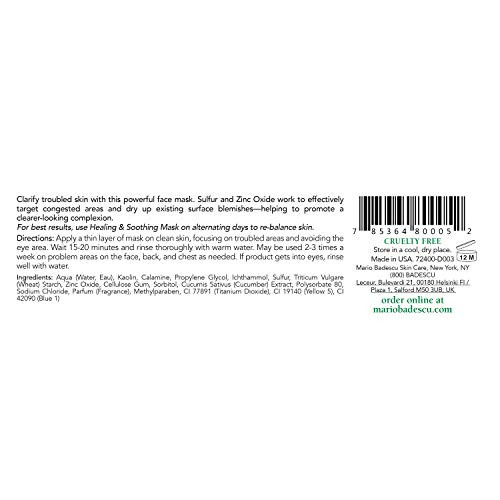 Mario Badescu Drying Mask For All Skin Types - Clarifying Mask That Eliminates Oil - Formulated With Sulfur & Zinc Oxide 2 Ounce (Pack Of 1)