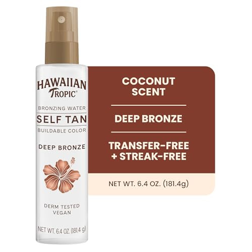 Hawaiian Tropic Aloha Glow Self Tanning Water 6.4Oz Self Tanner Spray Tan Fake Tan Self Tan Water Sunless Tanner Self Tanning Spray Body Bronzer Deep Bronze Tan Self Tanning Mist 6.4Oz