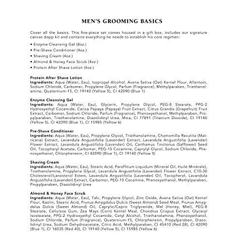 Mario Badescu Men Grooming Basics 5 Piece-Kit Skin Care Set For Men With Pre Shave Conditioner Shaving Cream Almond & Honey Face Scrub After Shave Lotion And Enzyme Cleansing Gel