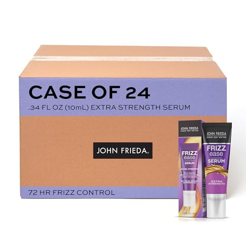 John Frieda Anti Frizz Frizz Ease Extra Strength Hair Serum With Argan Oil Anti-Humidity Spray For Hair Nourishing Treatment For Thick Coarse Hair Travel Size / 0.34 Oz Pack Of 24