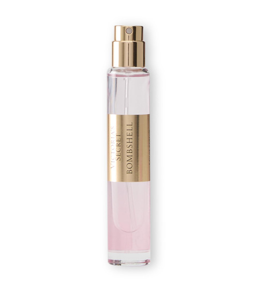 Victoria's Secret Bombshell Eau De Parfum Travel Spray Notes Of Purple Passion Fruit Shangri-La Peony & Vanilla Orchid Mini Perfumes For Women ( ) 0.23 Oz