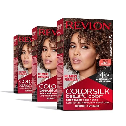 Revlon Colorsilk Beautiful Color Permanent Hair Color (Old Version) 43 Medium Golden Brown ( ) Pack Of 3