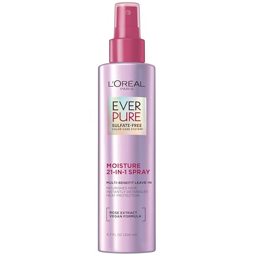 L'oreal Paris Everpure Moisture 21-In-1 Leave In Conditioner Multi-Benefit Heat Protectant Spray For Hair Up To 450 F Detangling Frizz Control For Color Treated Dry Or Damaged Hair 6.7 Fl Oz