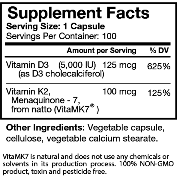 Vitamin D3 5000 Plus Nat MK-7 100 caps By Biodesign