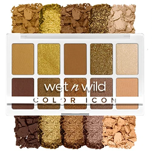 Wet N Wild Color Icon 10-Pan Eyeshadow Makeup Palette Yellow Call Me Sunshine Long Lasting Shimmer Metallic Glittery Matte Rich Smooth Pigment Cruelty