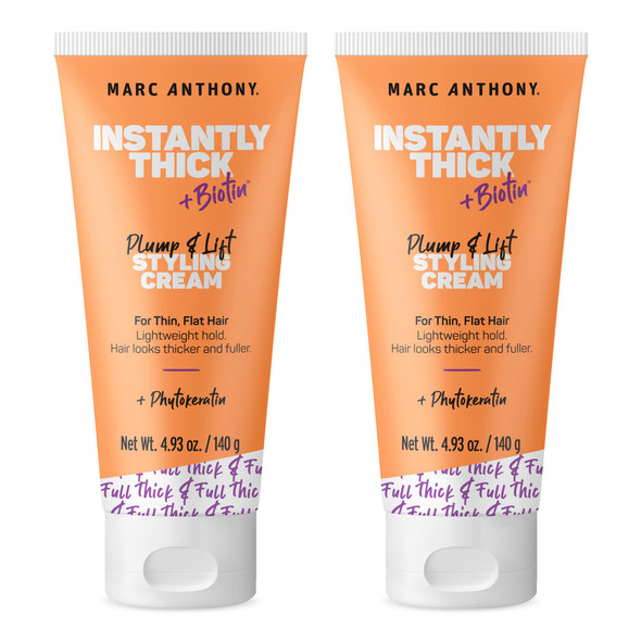 Marc Anthony Instantly Thick Styling Hair Cream ( ) - Vitamin E & Biotin For Thicker Fuller Hair With Lightweight Hold - Volumizing Product For Thin Flat Hair 2-Pack