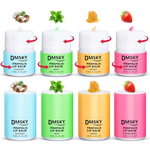 Dmsky Lip Sleeping Mask Set Lip Butter With Propolis And Vitamin E Lip Balm For Dry Lips Reduce Lip Lines And Improve Lip Color 8 Pack