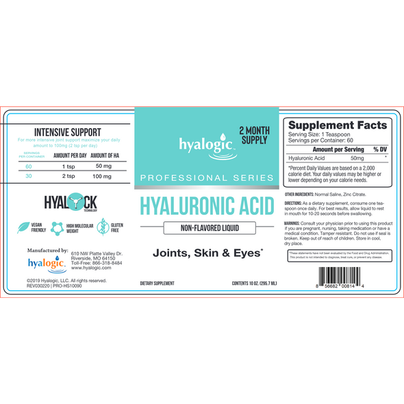 Joints, Skin & Eyes Ha Liquid 10 Oz By Hyalogic