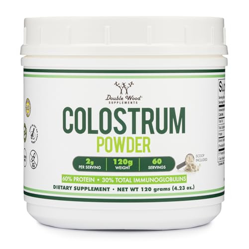Double Wood Supplements Bovine Colostrum Powder For Women And Men For Gut Health 120 Grams