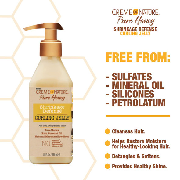 Creme Of Nature Curling Jelly Pure Honey Coconut Oil And Shea Butter Formula 115 Oz