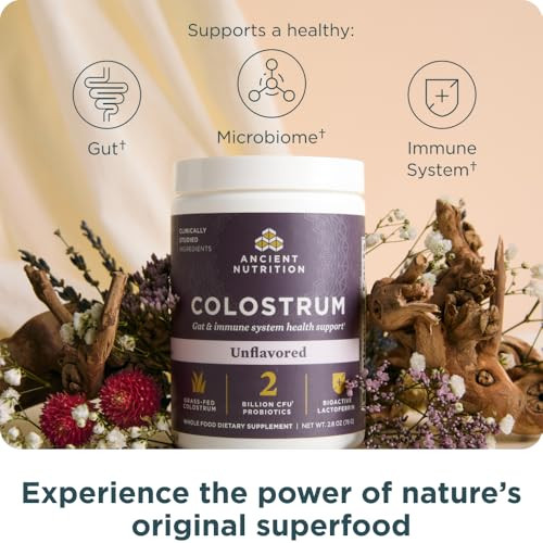 Ancient Nutrition Colostrum Superfood Powder Grass Fed Bovine Colostrum Supports Healthy Gut 60 Servings
