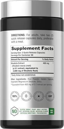 Horbaach Rhodiola Rosea Capsules 180 Count