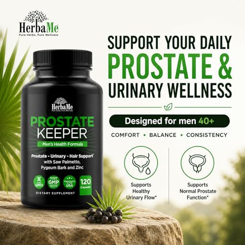 Herbame Prostate Support Supplement For Men With Saw Palmetto Pygeum Bark 120 Capsules