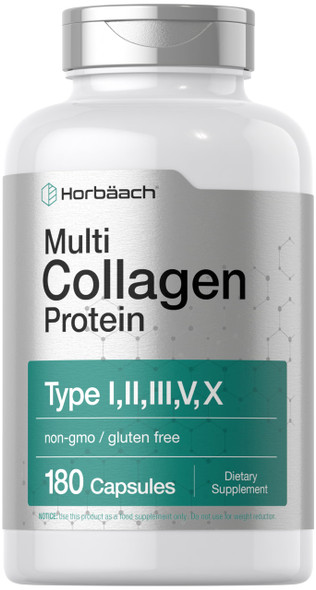 Horbaach Multi Collagen Protein 180 Capsules 2000 Mg