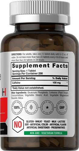 Horbaach Caffeine Pills 250 Tablets 100Mg