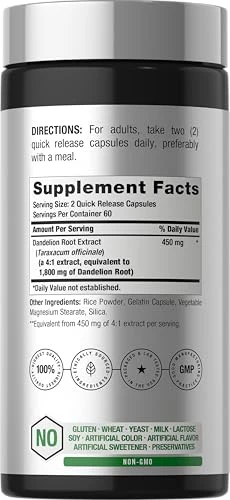 Horbaach Dandelion Root Supplement 120 Capsules