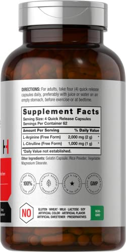 Horbaach L Arginine L Citrulline Complex 250 Capsules 3000Mg