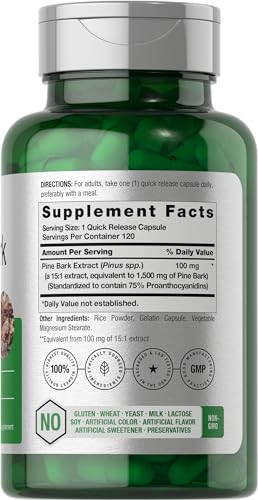 Horbaach Pine Bark Extract Capsules 120 Count