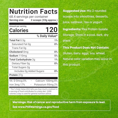 Deal Supplement Unflavored Pea Protein Powder 5Lbs 27G
