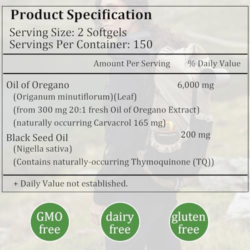 Arsychll Pure Oregano Oil Of Oregano With Black Seed Oil 2 300 Softgel
