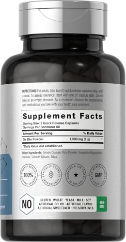 Horbaach Ox Bile Supplement 100 Capsules 1000Mg