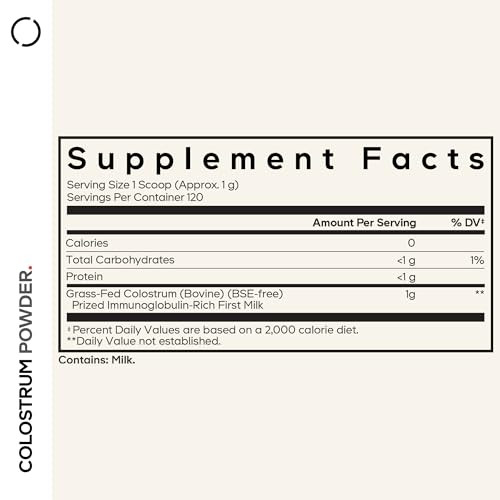 Codeage Bovine Colostrum Powder Supplement 4 Month Supply Per Serving Grass Fed Ethically 43 Oz 1000Mg