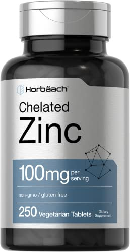 Horbaach Chelated Zinc Supplement 250 Tablets 100Mg