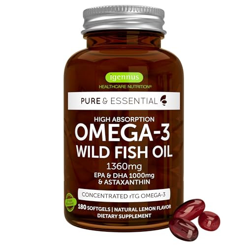 Igennus Healthcare Nutrition Ultra Pure Omega 3 Triglyceride Rtg Wild Fish Oil Ifos 180 Softgels 1360Mg