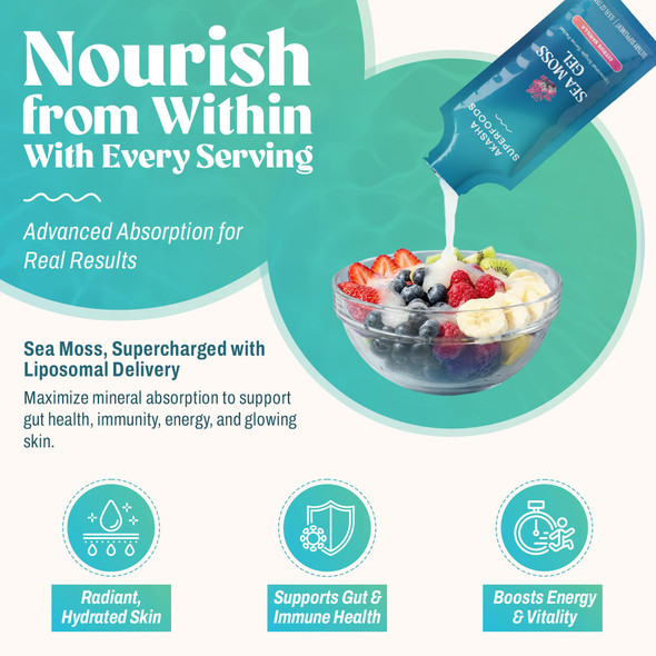 Akasha Superfoods Irish Sea Moss Gel Liposomal Seamoss With Irish Sea Moss 15 Ct