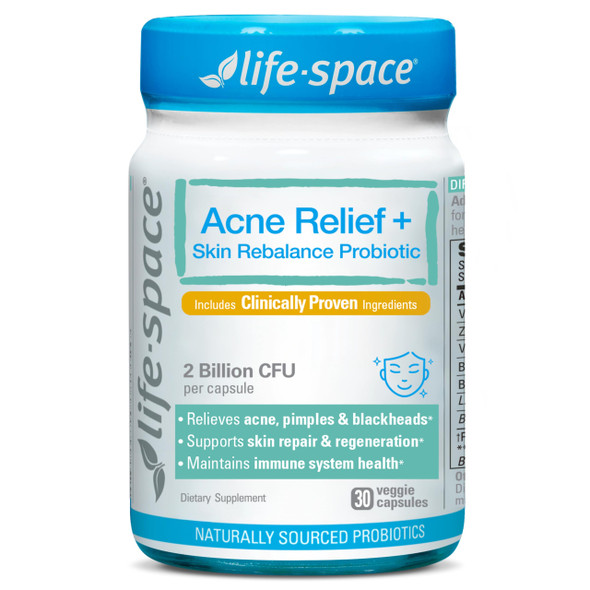 Life Space Acne Relief + Skin Rebalance Probiotic 6 In 1 Scientific Formula &