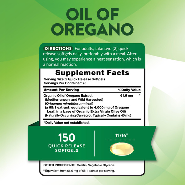 Nature's Truth Oil Of Oregano Softgels 150 Count