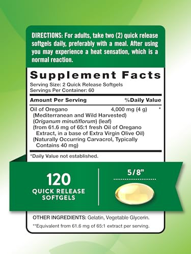 Nature's Truth Oil Of Oregano Softgels With Carvacrol 120 Count