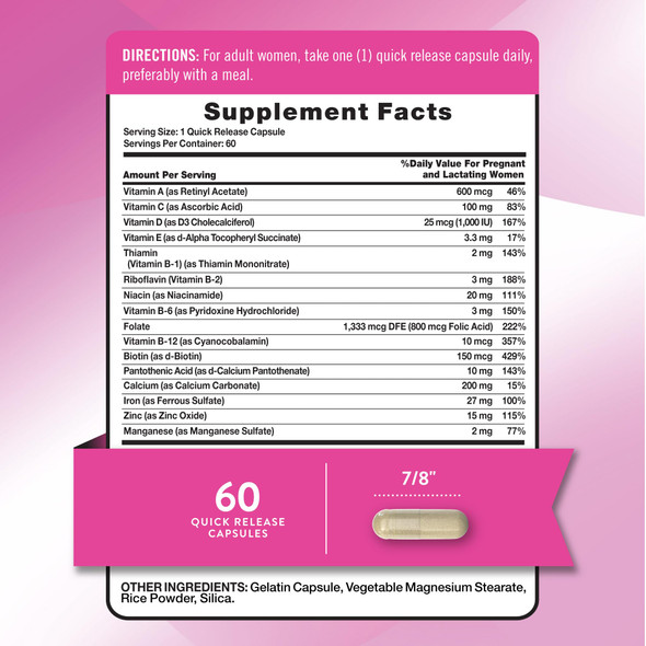 Nature's Truth Prenatal Vitamins With Folic Acid 60 Capsules
