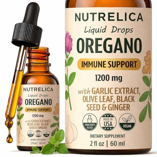 Nutrelica Oregano Oil With Garlic Extract Olive Leaf Black Seed Oil 1200Mg