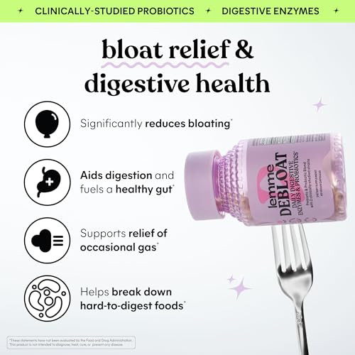 Lemme Debloat 3 In 1 Prebiotic Probiotic & Digestive Enzyme Capsules For Bloating 60 Count