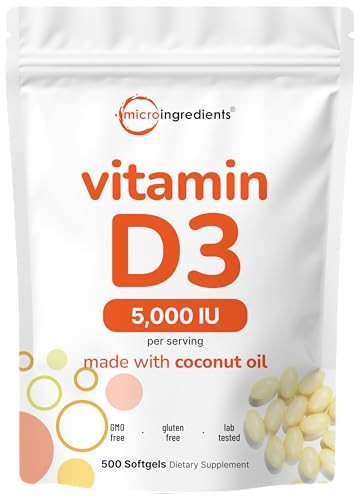 Micro Ingredients Vitamin D3 500 Softgels 5000 Iu