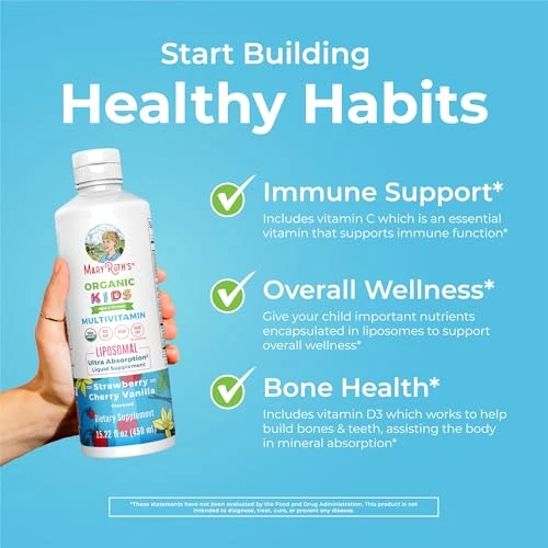 Maryruth's Organics Kids Multivitamin Liposomal (Strawberry Cherry & Vanilla) & Vitamin