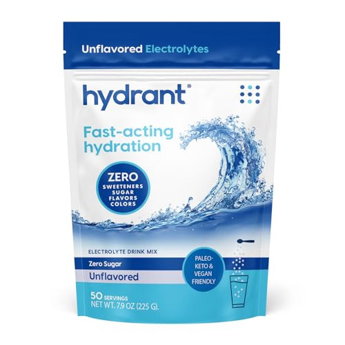 Hydrant Bulk Hydration Powder Unflavored Fast Acting Electrolyte Rehydration Powder 50 Servings