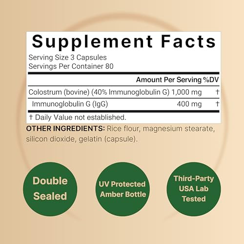 Naturebell Bovine Colostrum Supplement Per Serving 240 Capsules 1000Mg